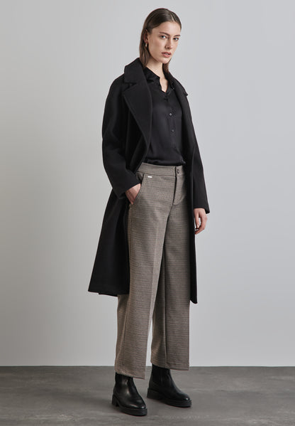 Street One karierte Wide Leg Hose Damen High Waist glitzerndes Karomuster