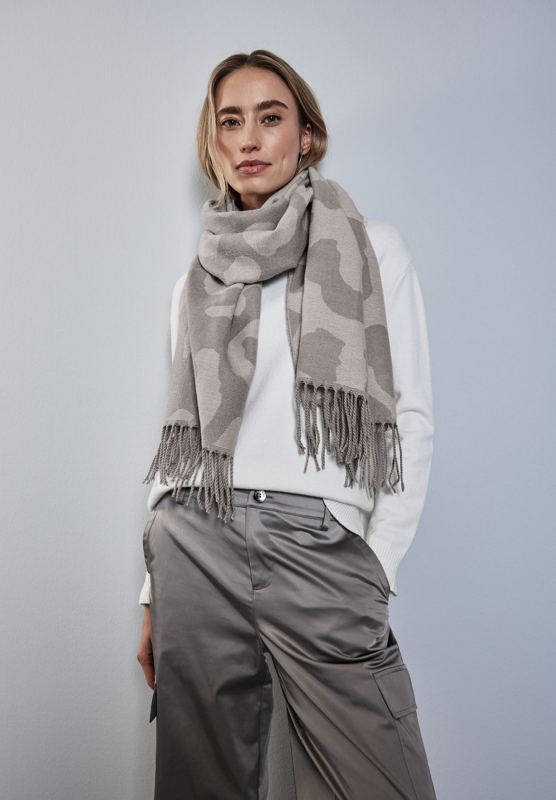 Street One Jacquard Schal Damen Kuschelig Fransen