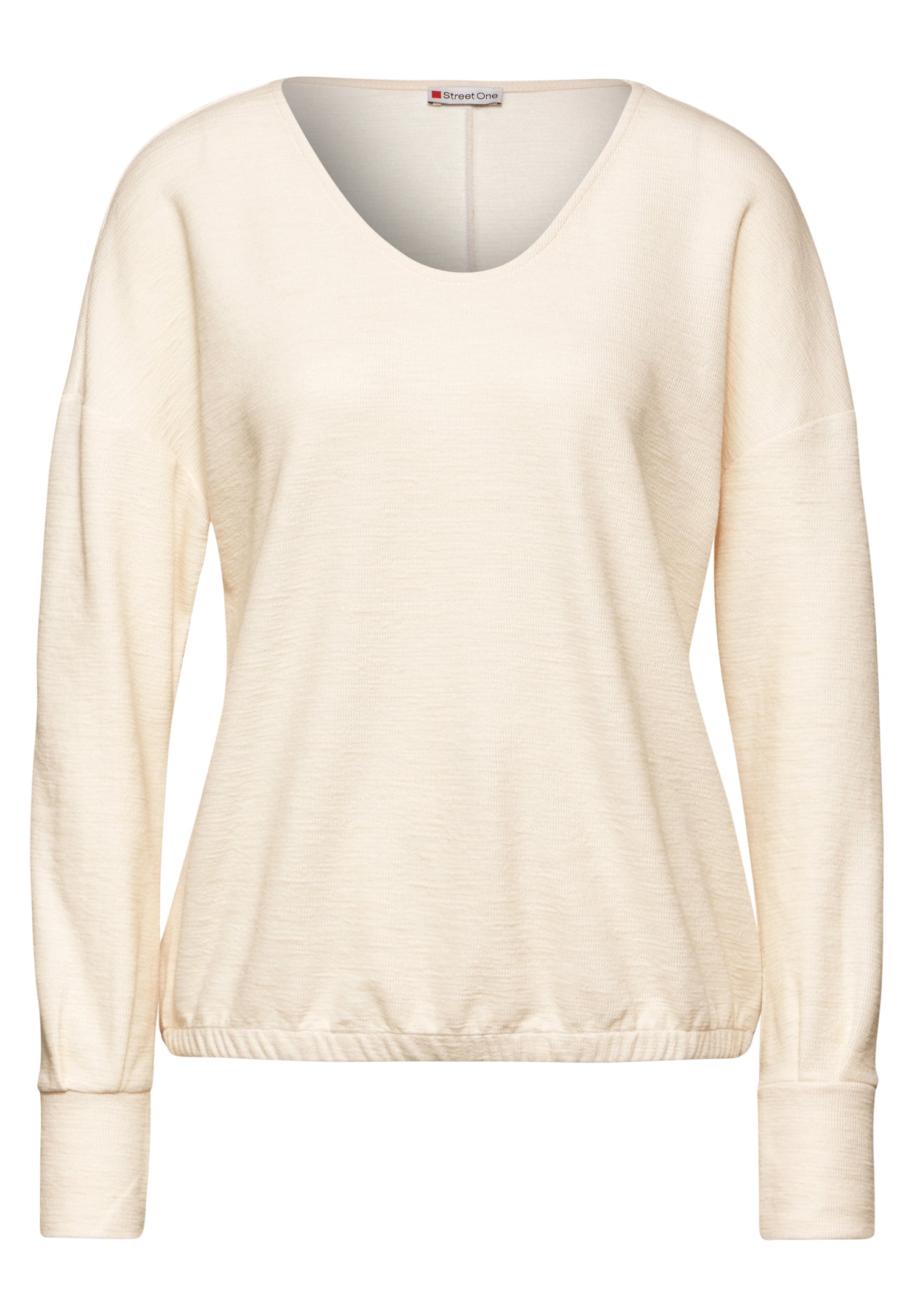 Street One Damen Langarmshirt mit V-Ausschnitt und elastischem Saum