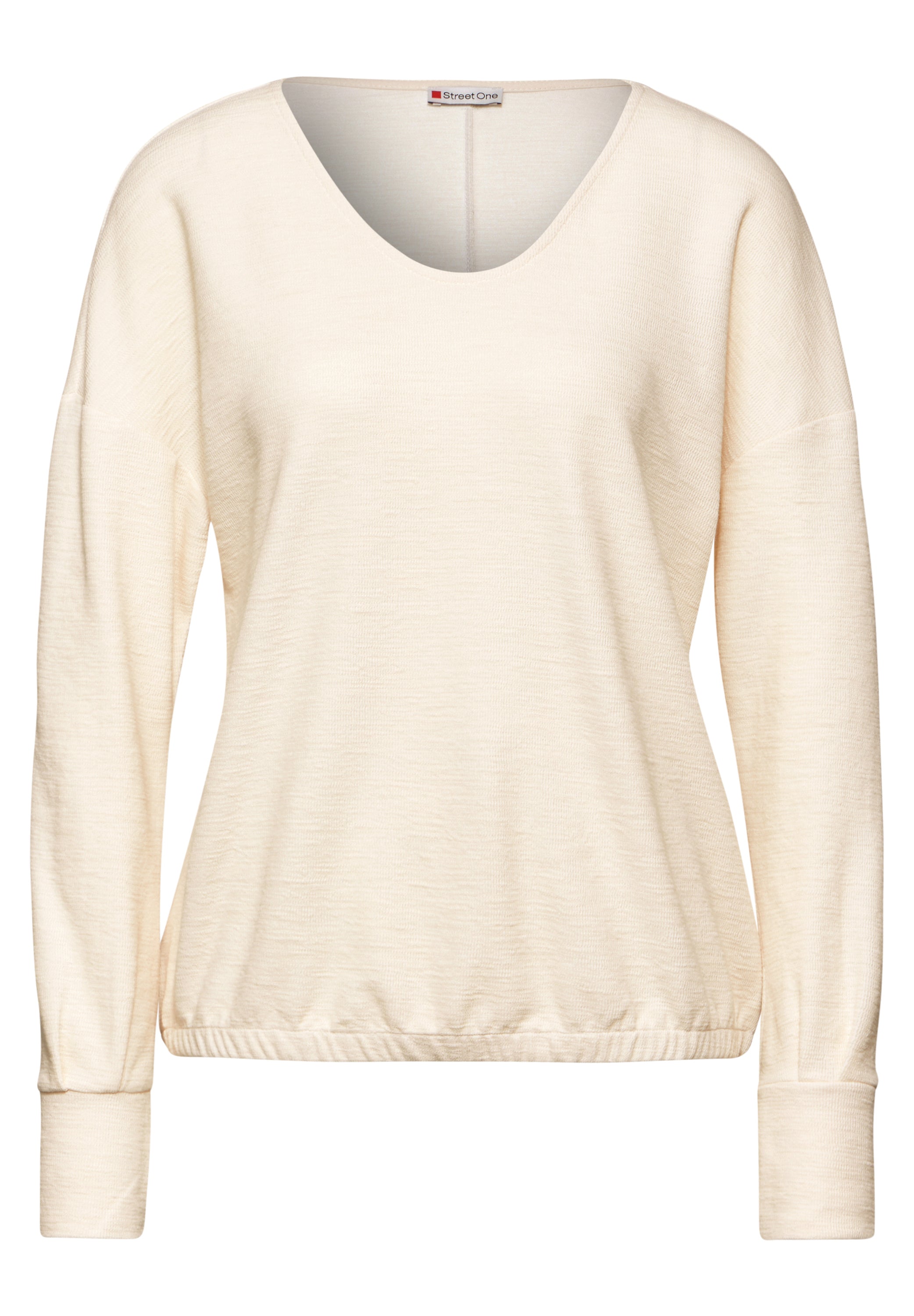 Street One Damen Langarmshirt mit V-Ausschnitt und elastischem Saum