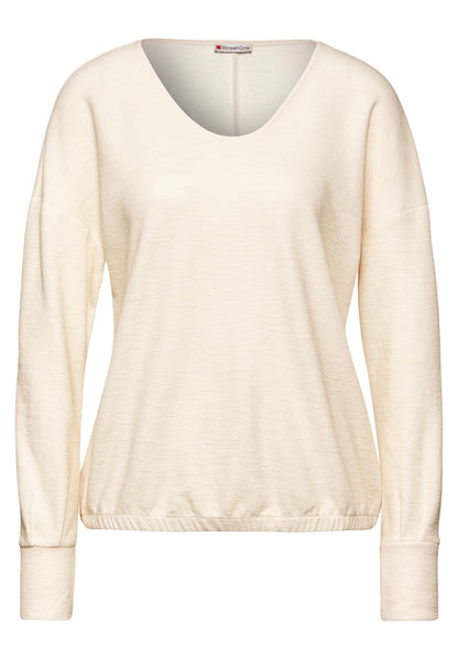 Street One Damen Langarmshirt mit V-Ausschnitt und elastischem Saum