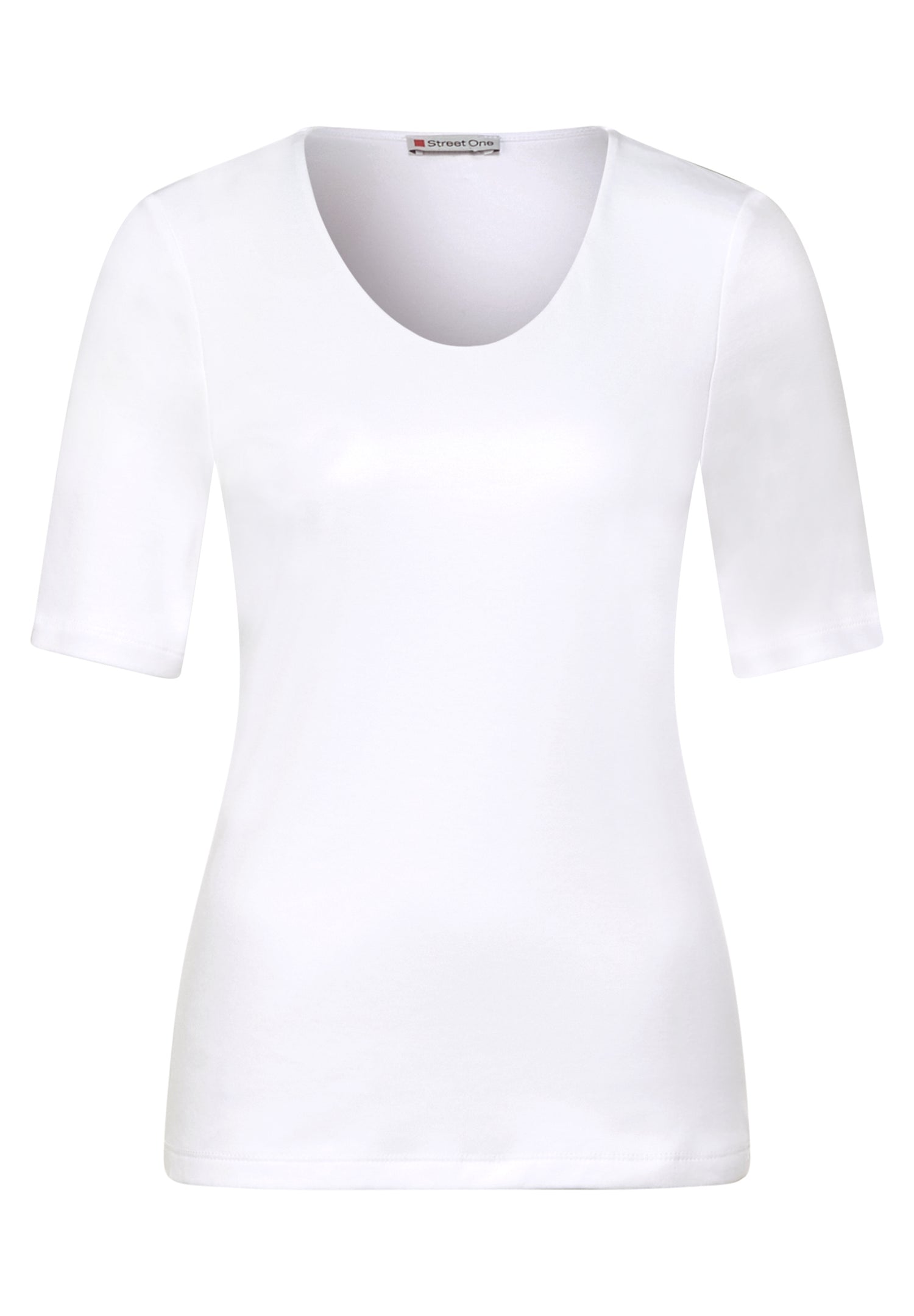 Street One Damen T-Shirt V-Ausschnitt Halbarm Blickdicht
