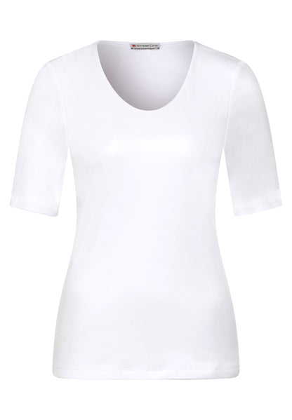 Street One Damen T-Shirt V-Ausschnitt Halbarm Blickdicht