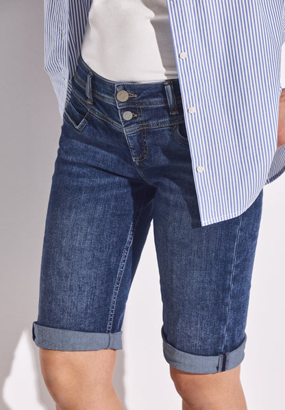 Street One Bermuda Jeans Damen Slim Fit Mid Waist Stretch