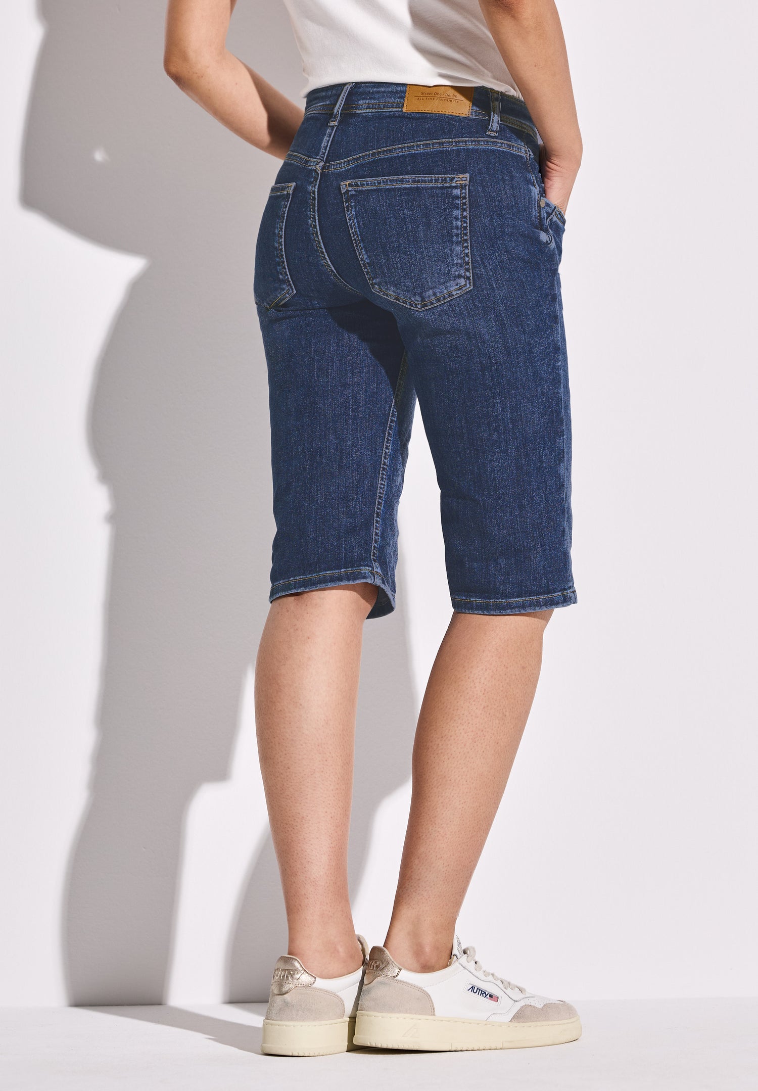 Street One Bermuda Jeans Damen Slim Fit Mid Waist Stretch