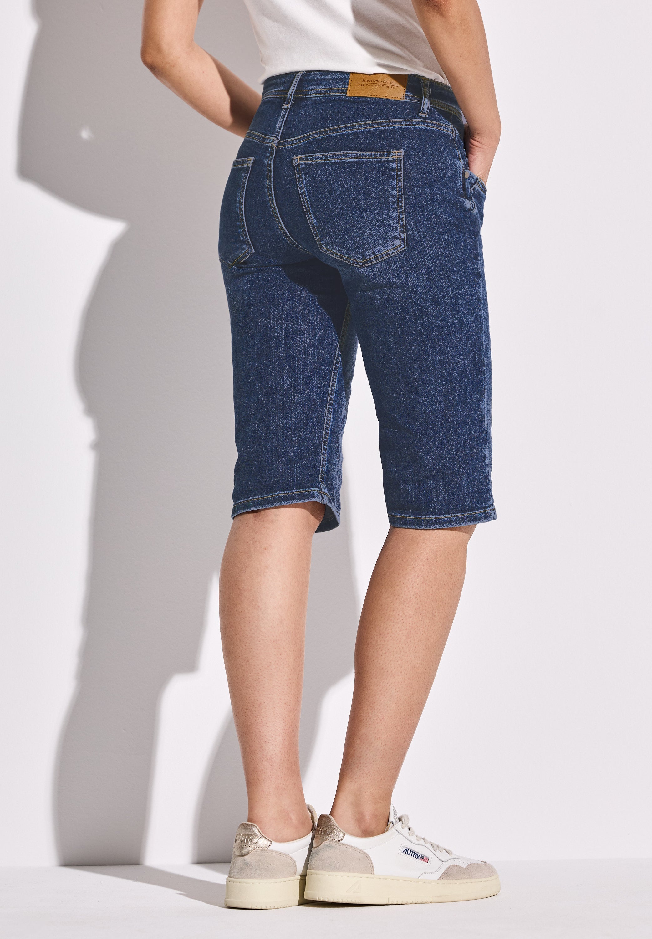 Street One Bermuda Jeans Damen Slim Fit Mid Waist Stretch