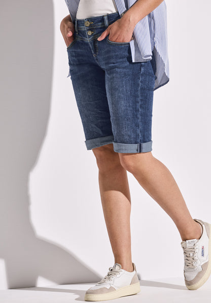 Street One Bermuda Jeans Damen Slim Fit Mid Waist Stretch