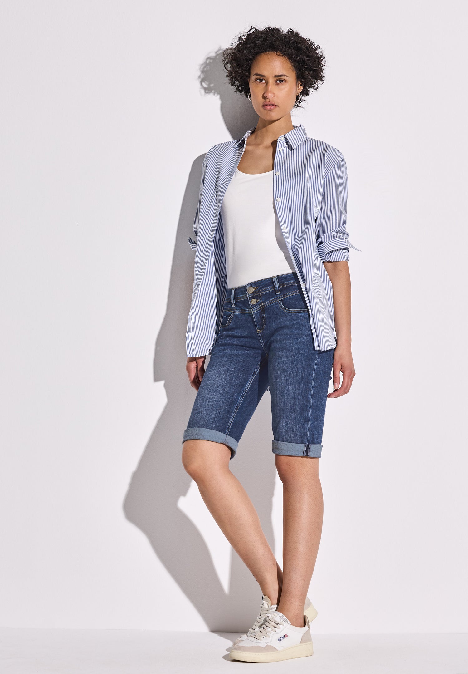 Street One Bermuda Jeans Damen Slim Fit Mid Waist Stretch