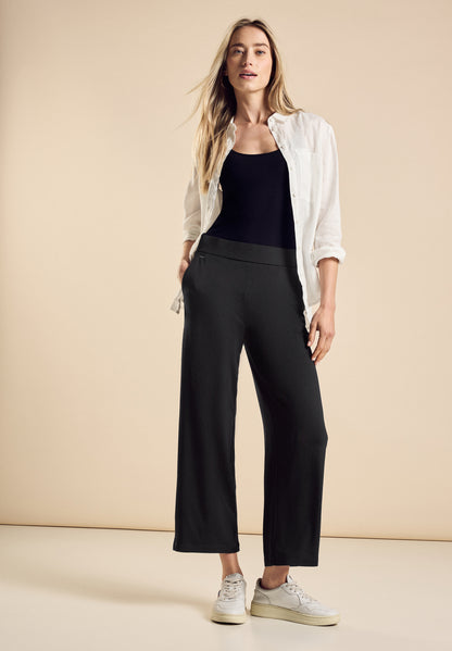 Street One Jersey Hose Emee Damen Bequeme Loose Fit High Waist Wide Leg