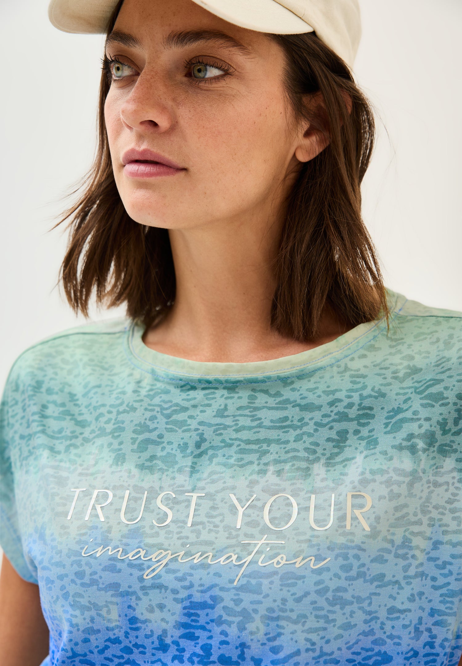 CECIL Damen T-Shirt in Ausbrenner-Optik blau