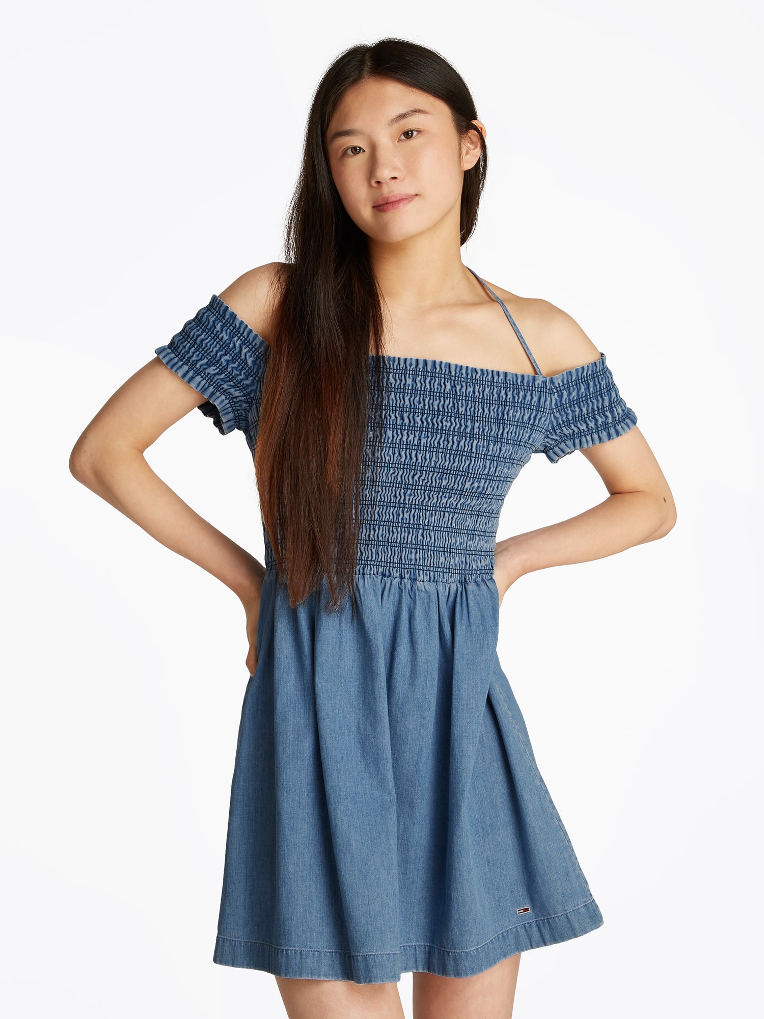 TJW CHAMBRAY FIT &amp; FLARE DRESS Damen Blau