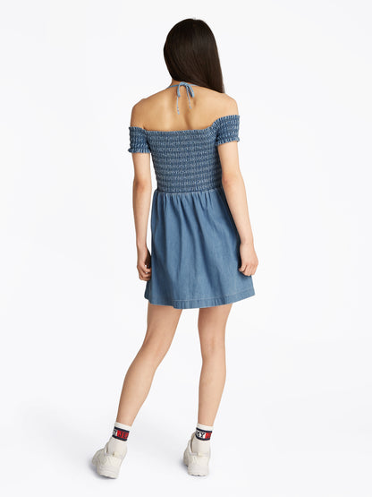 TJW CHAMBRAY FIT &amp; FLARE DRESS Damen Blau
