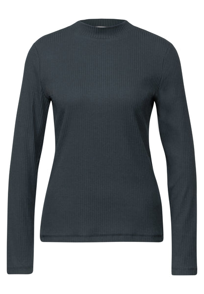 Street One Langarmshirt Damen mit Turtleneck und Rippstruktur