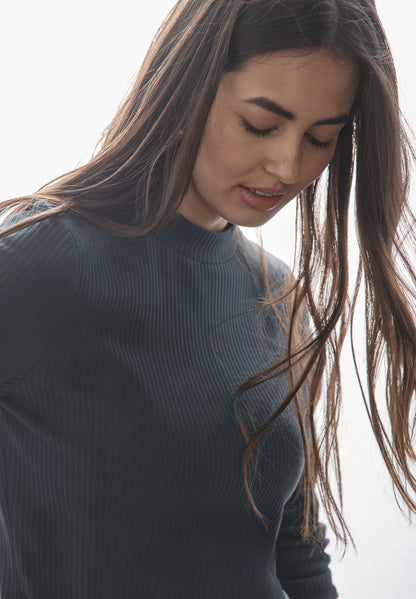 Street One Langarmshirt Damen mit Turtleneck und Rippstruktur