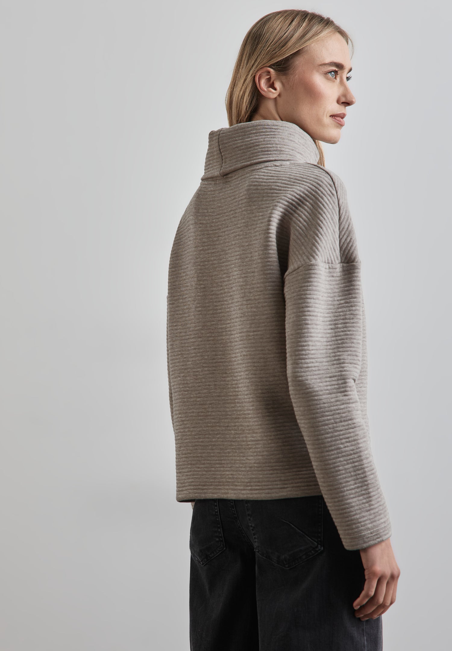 Street One Ottoman Shirt Damen Gemütliches Struktur Langarmshirt