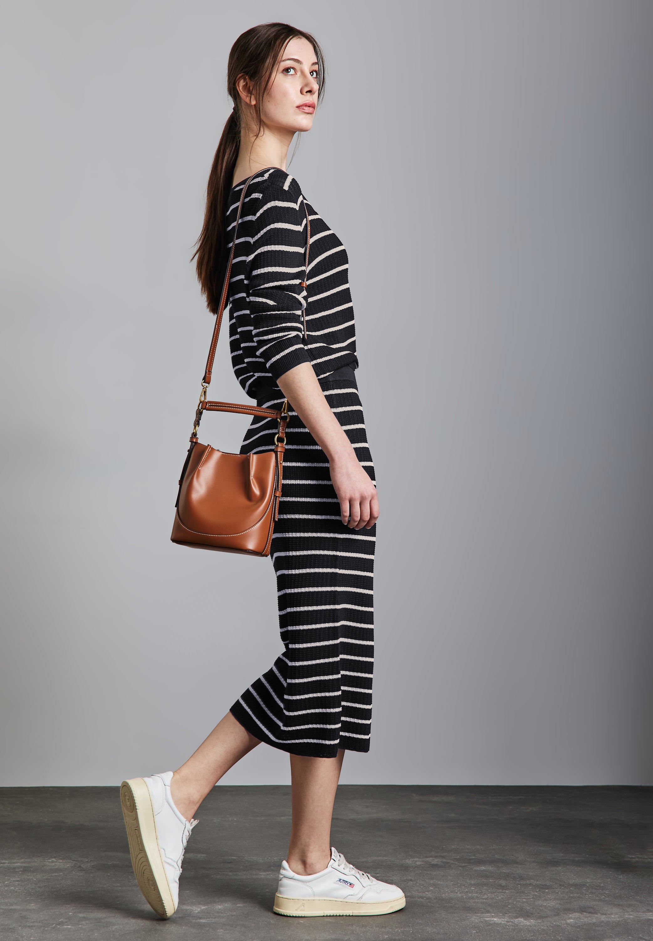 Street One Midi-Rock Damen Elastischer Bund Rippstruktur Viskosemix