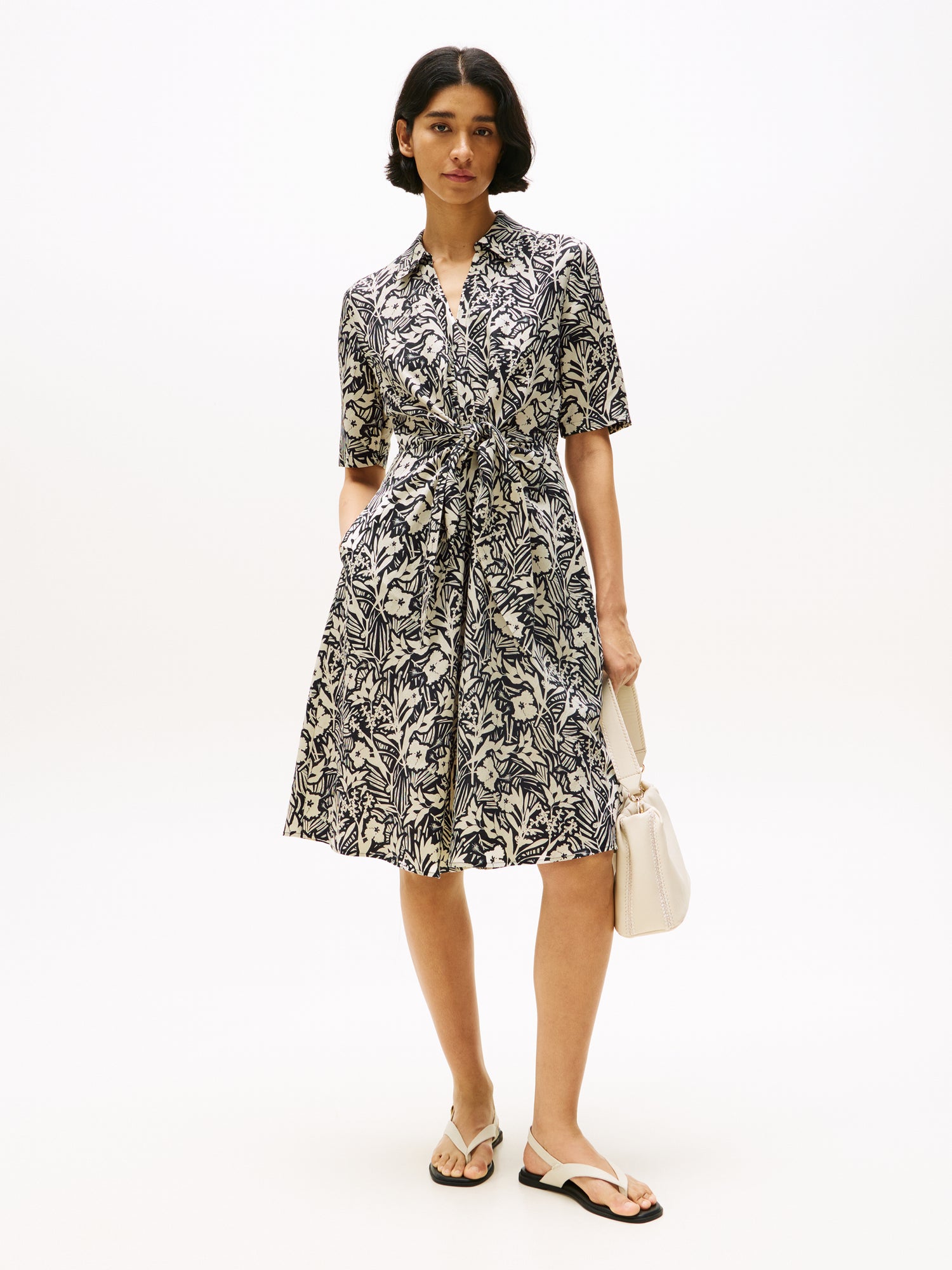 Theur LINEN VIS KNOTTED Sommerkleid für Damen mit tropischem Flair