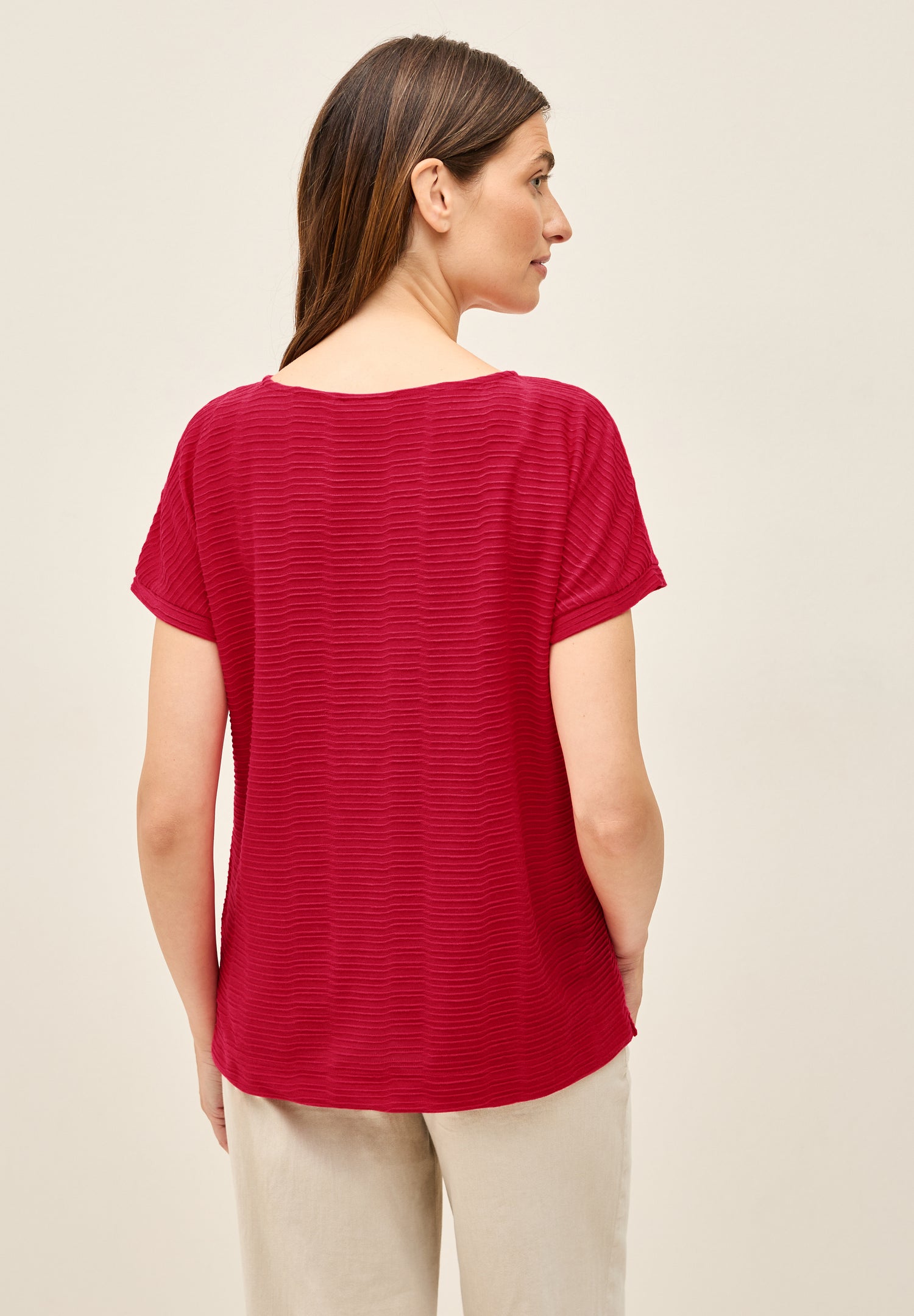CECIL Strukturiertes U-Boot-Ausschnitt Shirt Damen Vielseitig