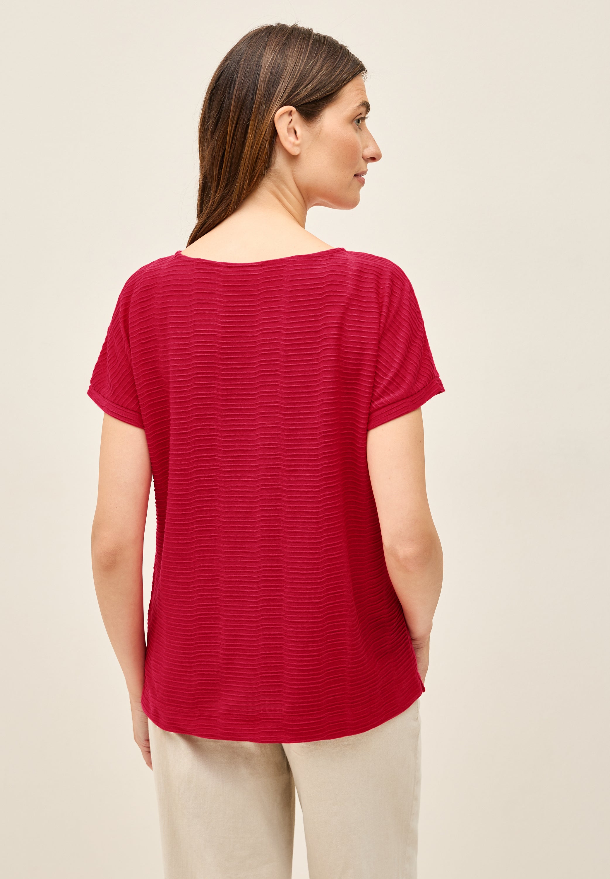 CECIL Strukturiertes U-Boot-Ausschnitt Shirt Damen Vielseitig
