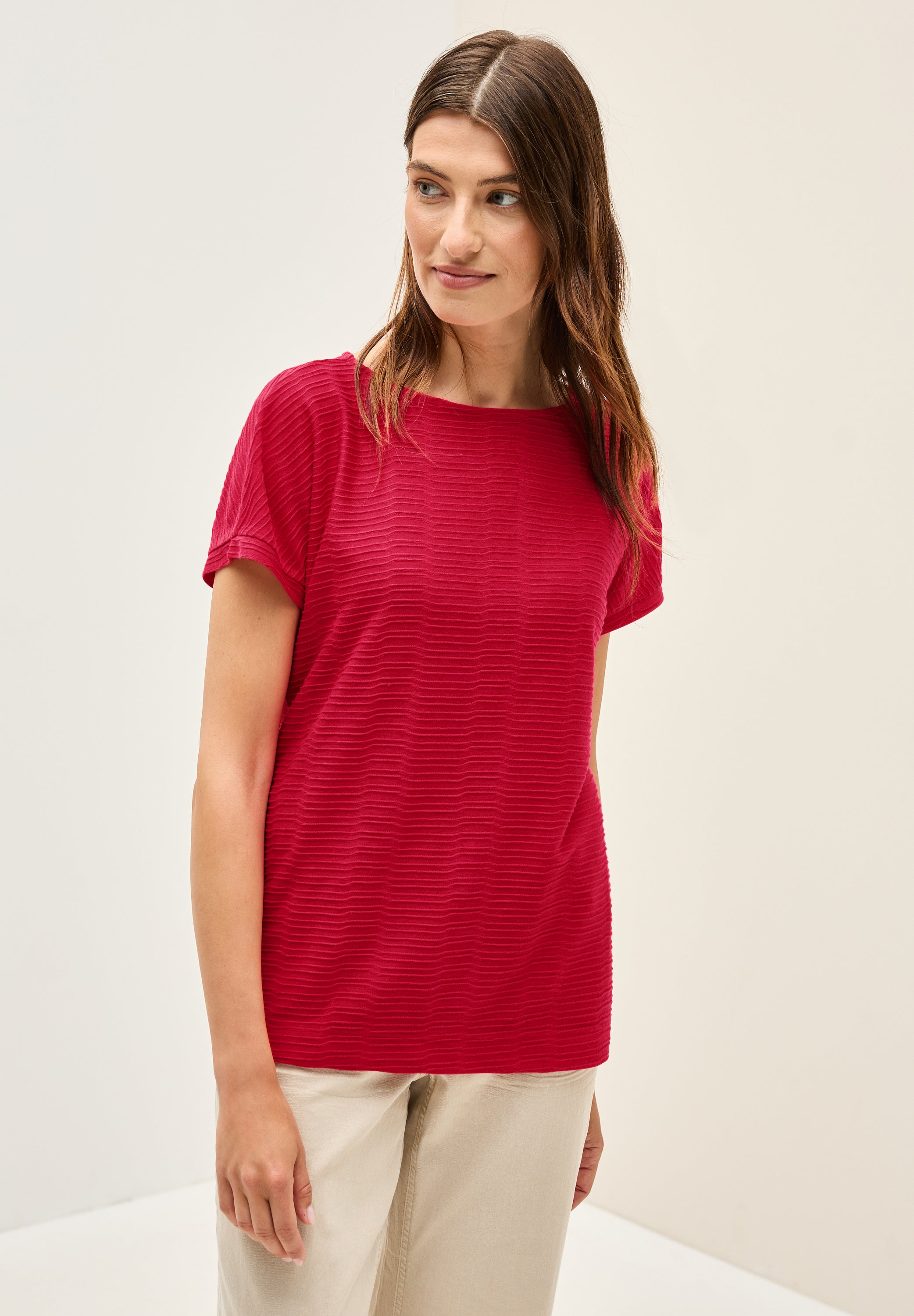 CECIL Strukturiertes U-Boot-Ausschnitt Shirt Damen Vielseitig