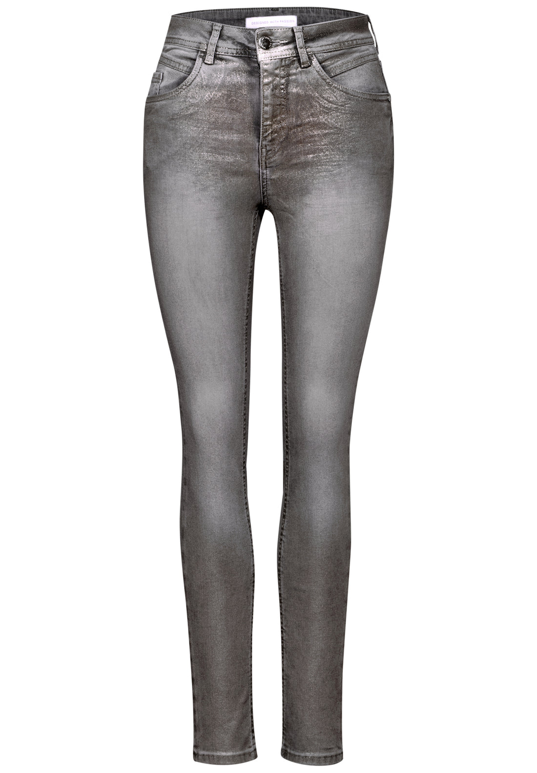 Street One beschichtete Jeans Damen Metallic-Look