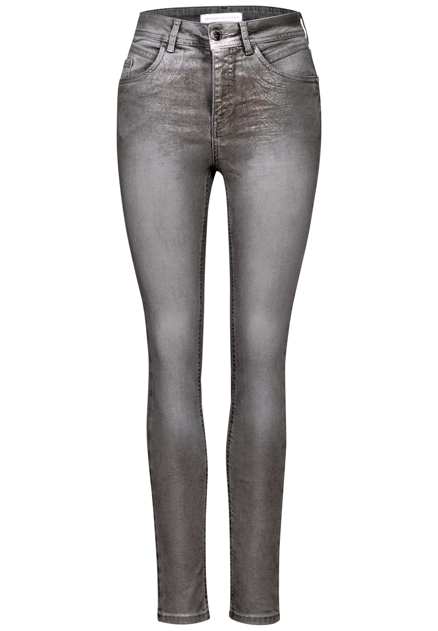 Street One beschichtete Jeans Damen Metallic-Look