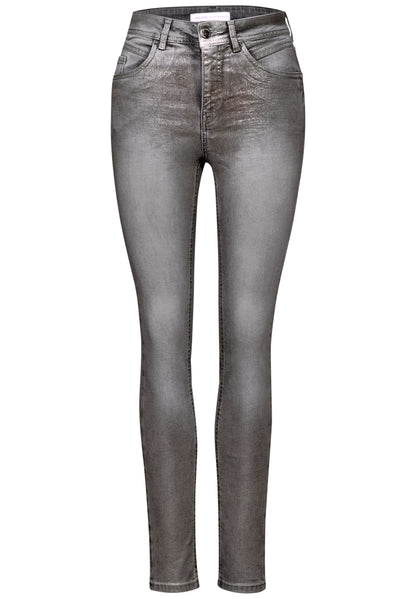 Street One beschichtete Jeans Damen Metallic-Look