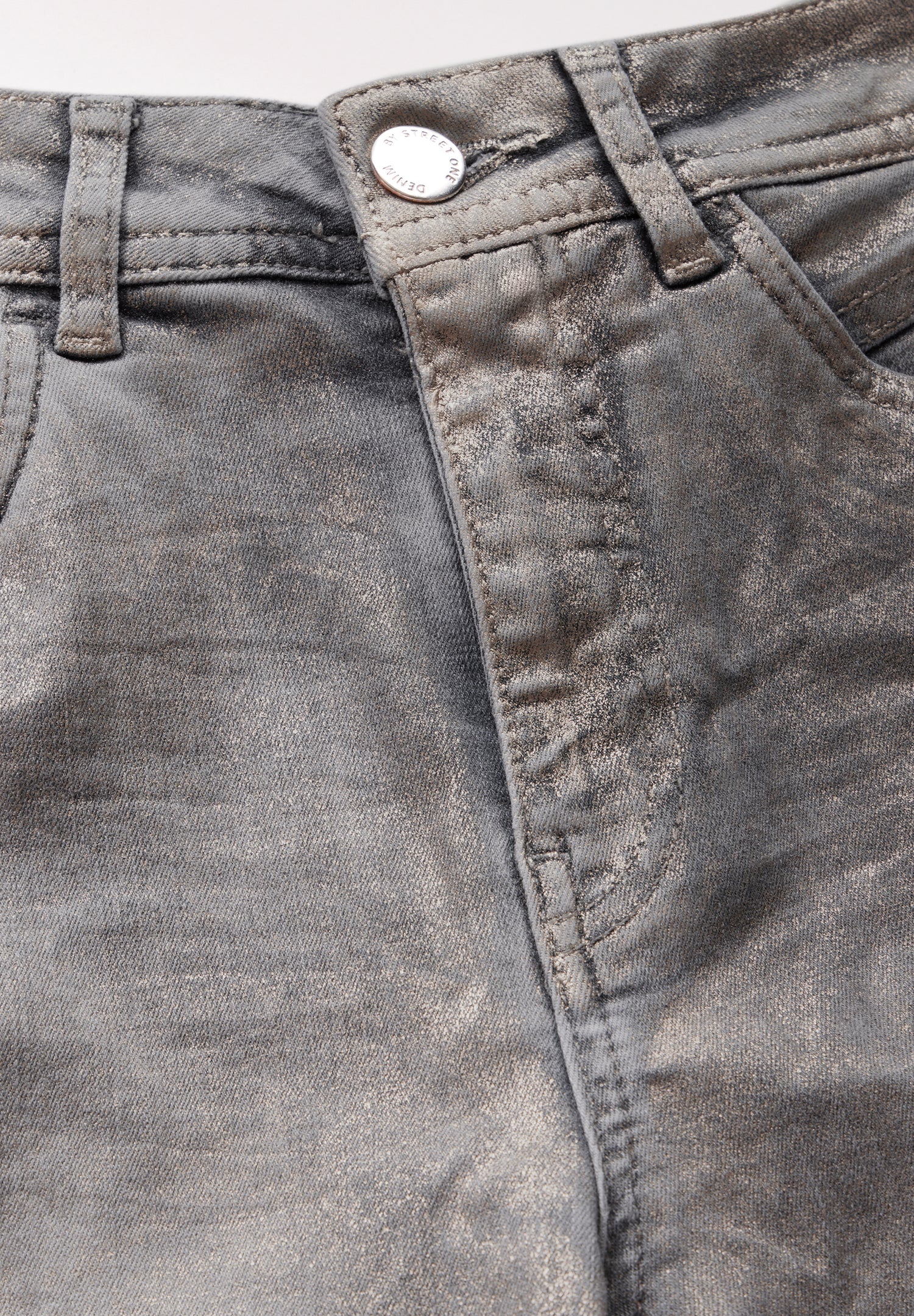 Street One beschichtete Jeans Damen Metallic-Look