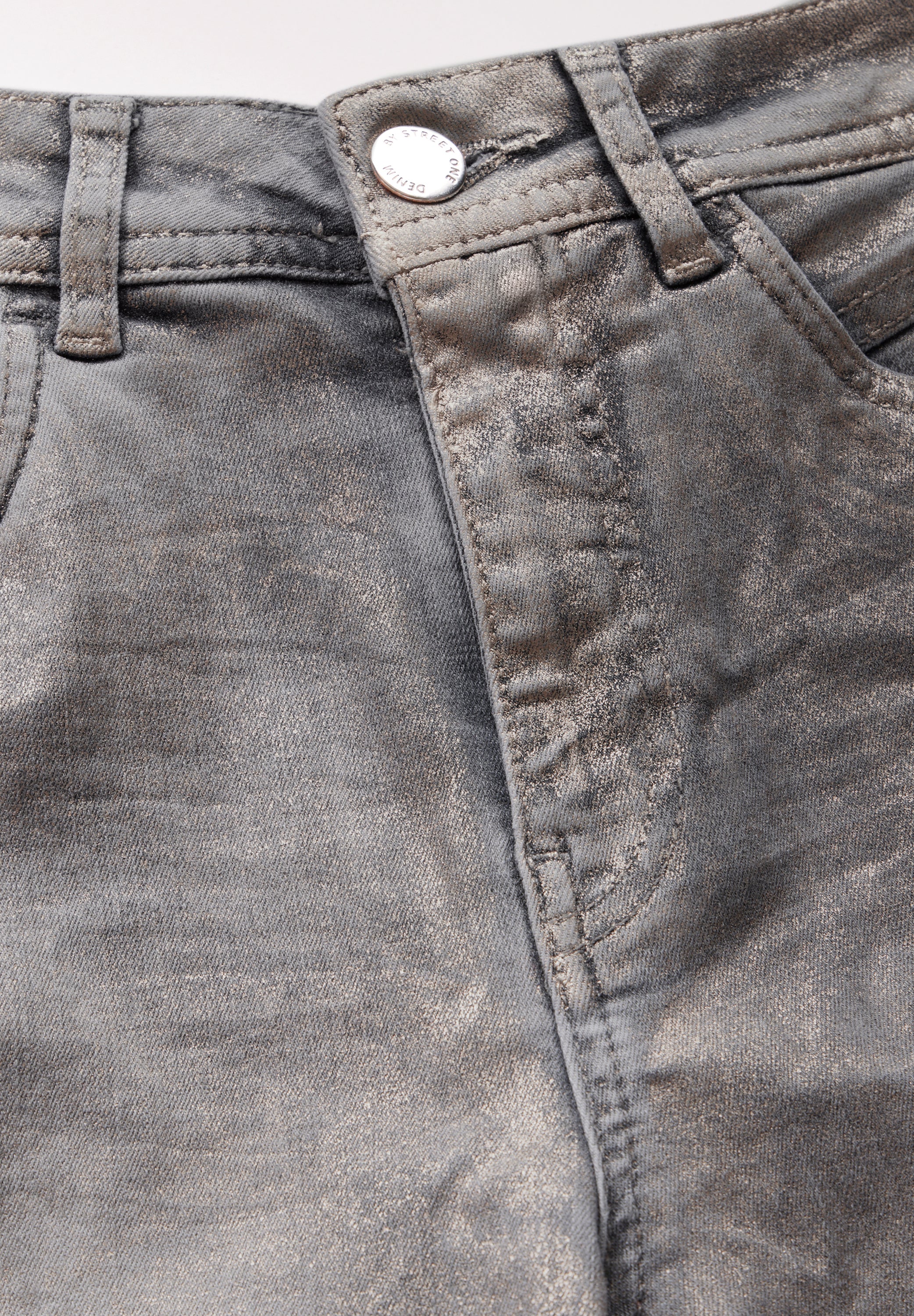 Street One beschichtete Jeans Damen Metallic-Look