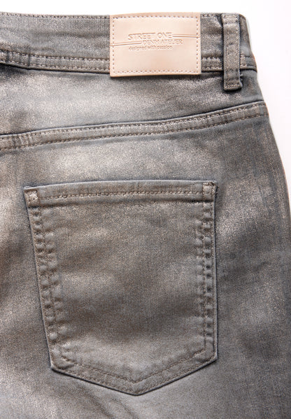 Street One beschichtete Jeans Damen Metallic-Look