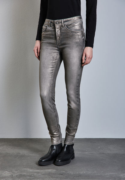 Street One beschichtete Jeans Damen Metallic-Look