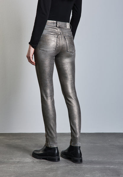 Street One beschichtete Jeans Damen Metallic-Look