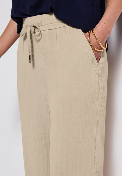 Street One Musselin Hose Damen Loose Fit High Waist Wide Legs