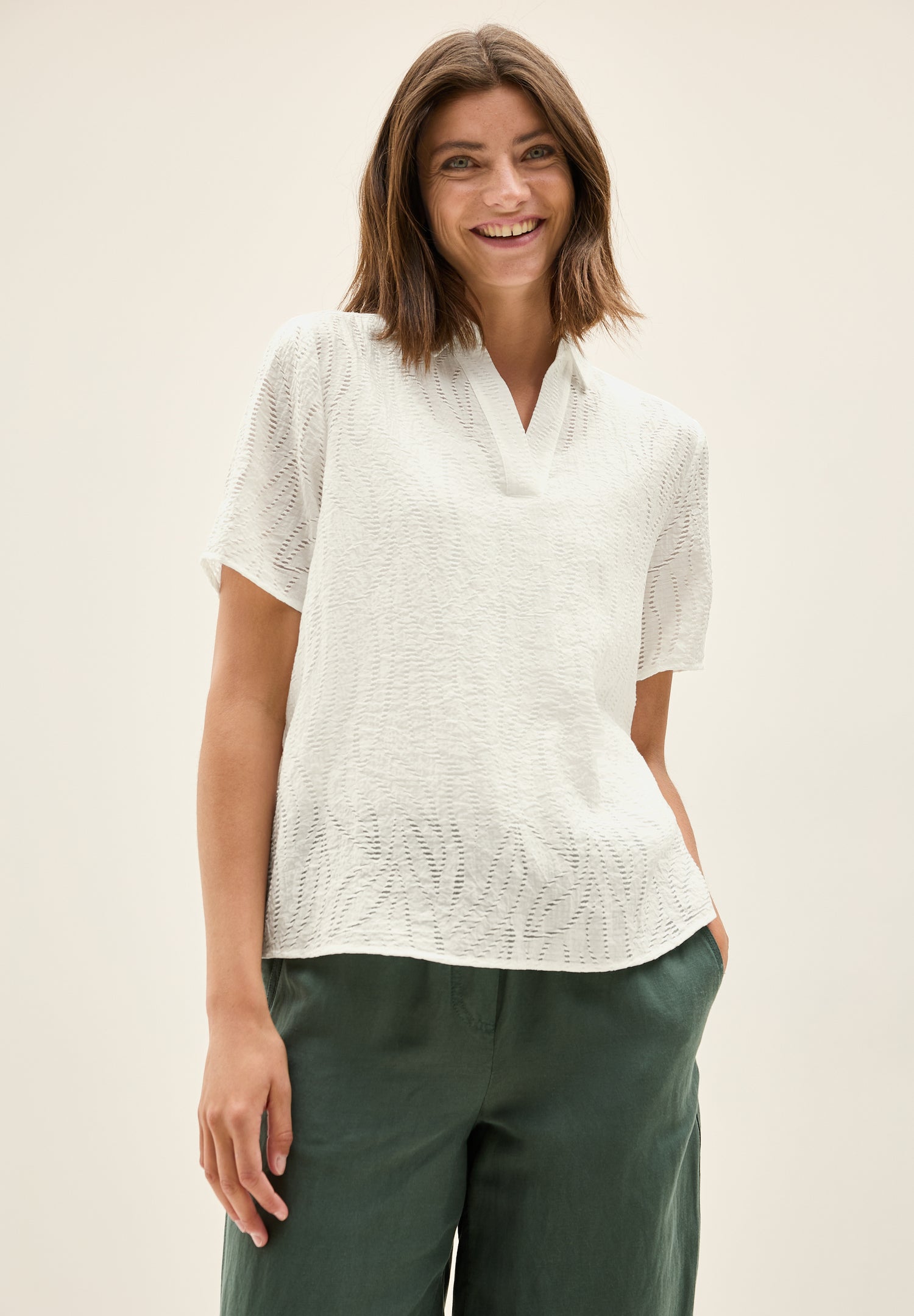 CECIL Blusenshirt Damen Hemdkragen Struktur