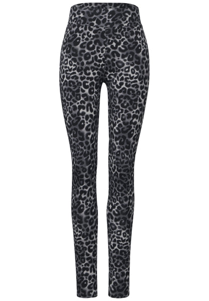 Street One Leggings Damen Leo-Print Elastischer Baumwollmix