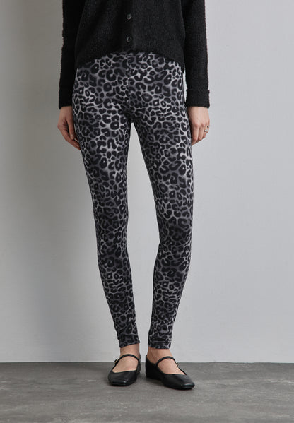 Street One Leggings Damen Leo-Print Elastischer Baumwollmix