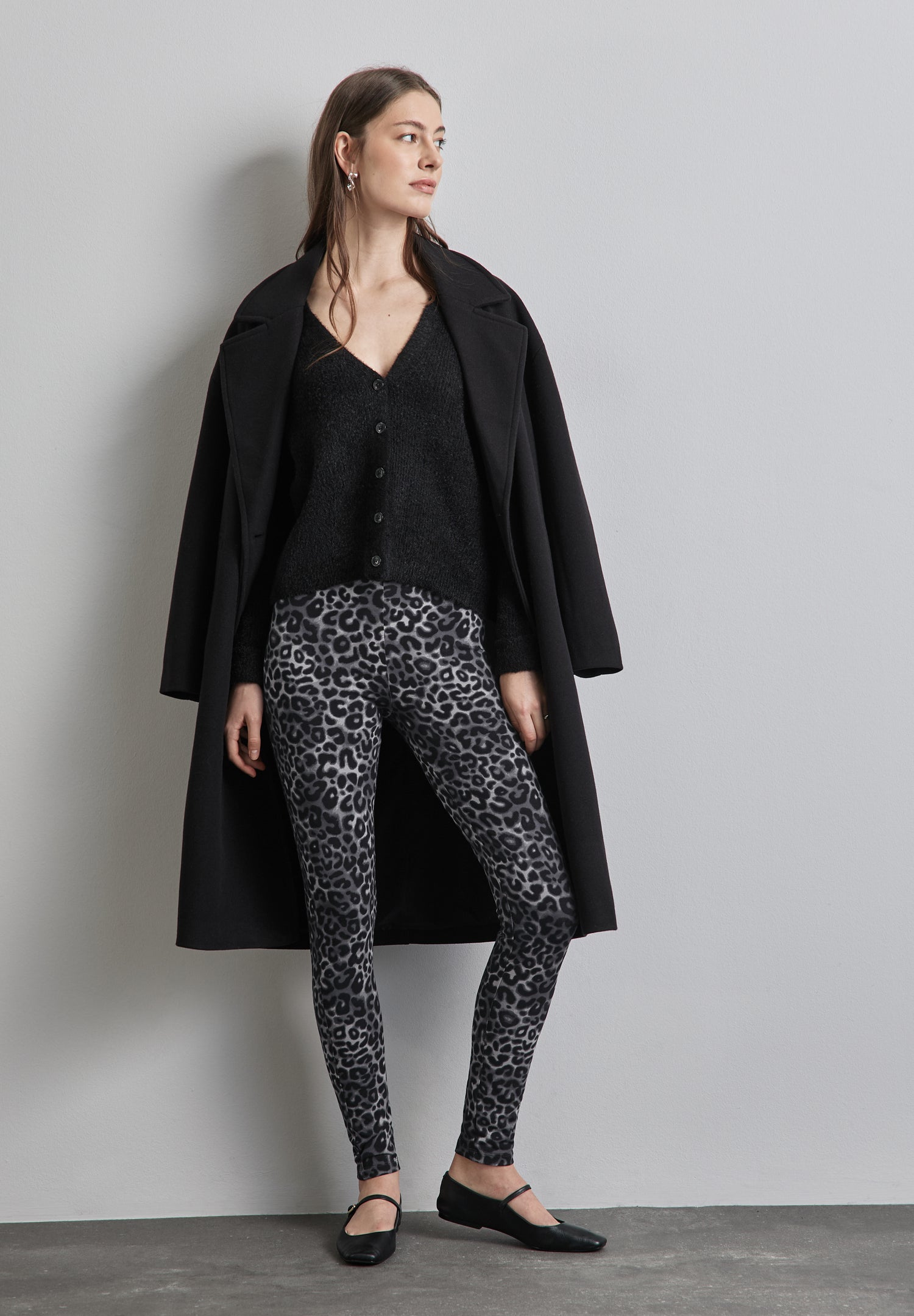 Street One Leggings Damen Leo-Print Elastischer Baumwollmix