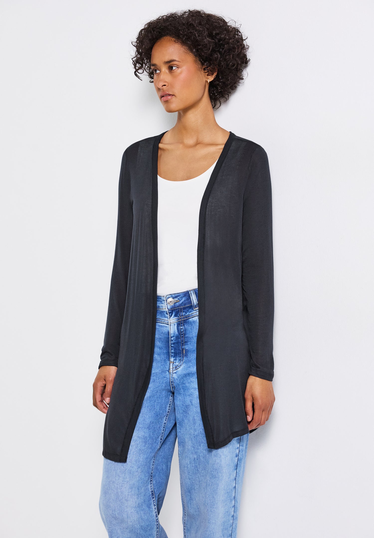 Street One Lange Offene Jacke Damen Luftiger Look