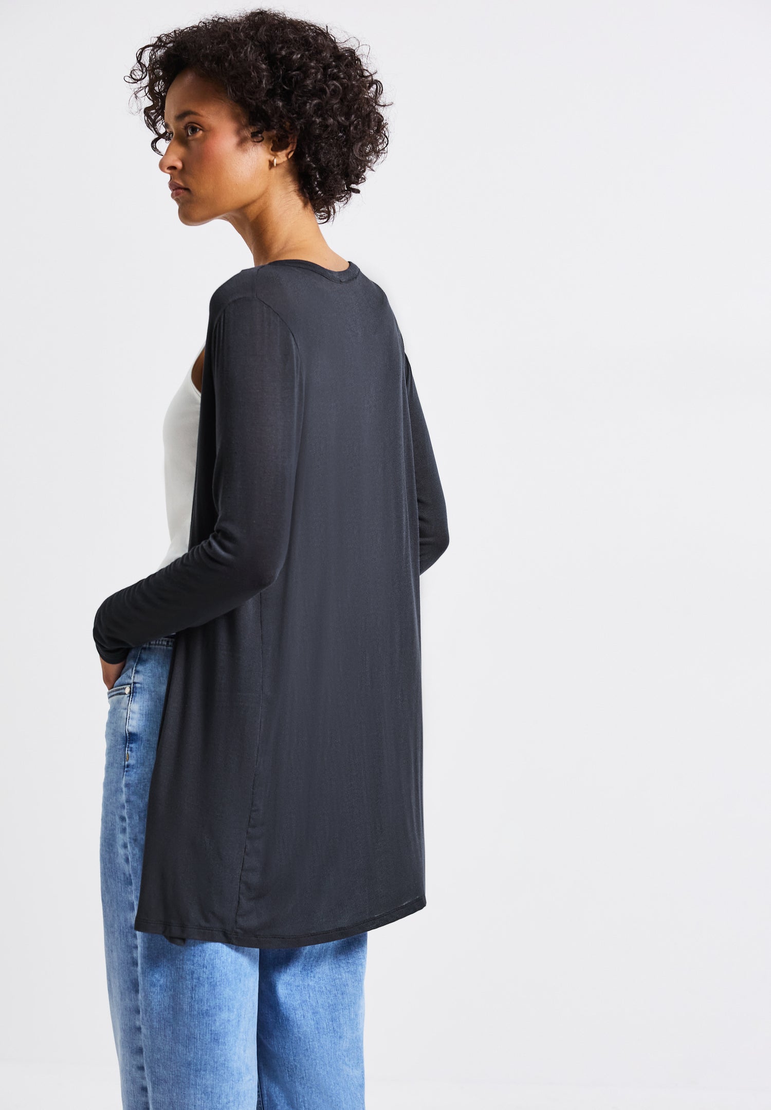 Street One Lange Offene Jacke Damen Luftiger Look