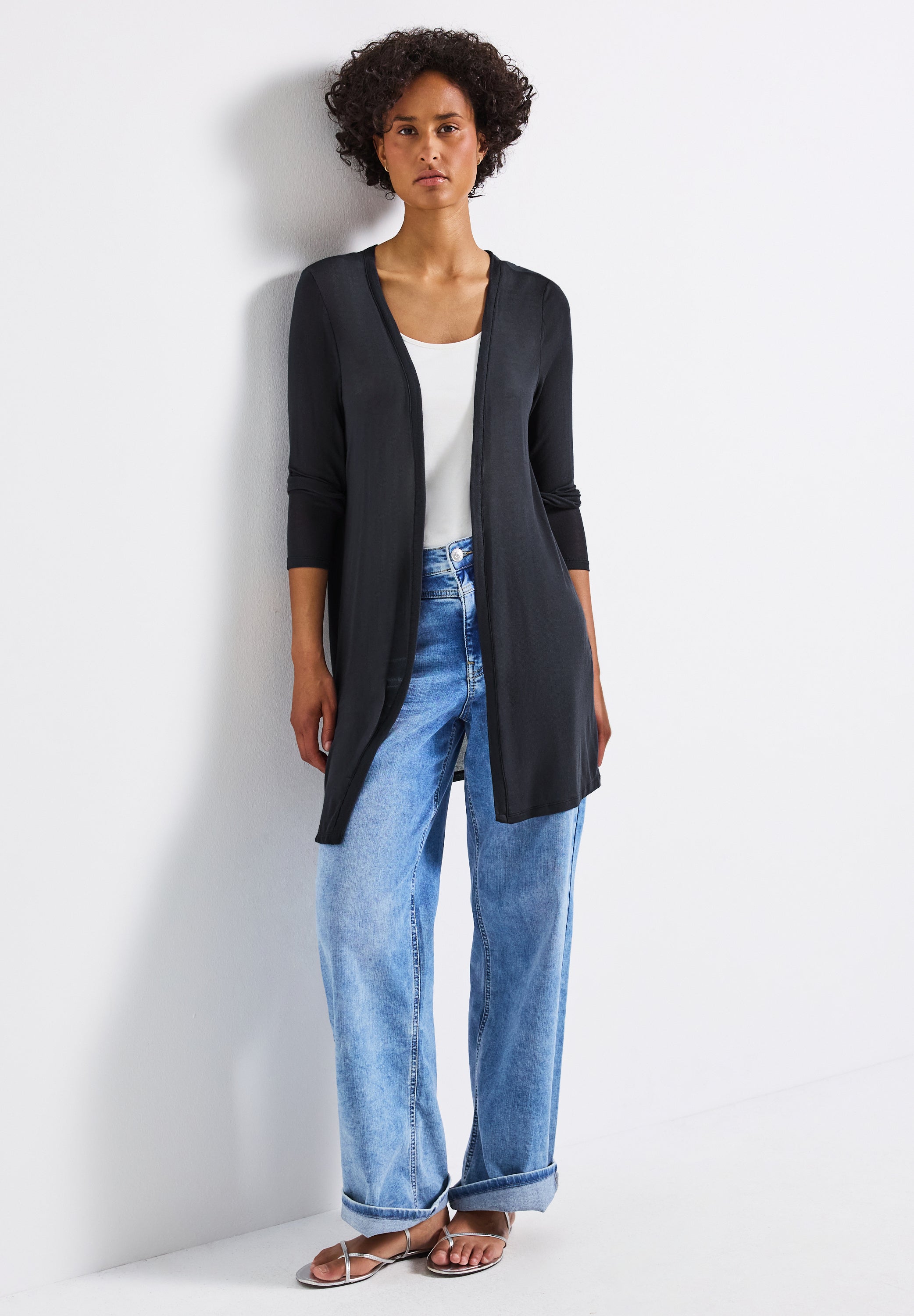Street One Lange Offene Jacke Damen Luftiger Look