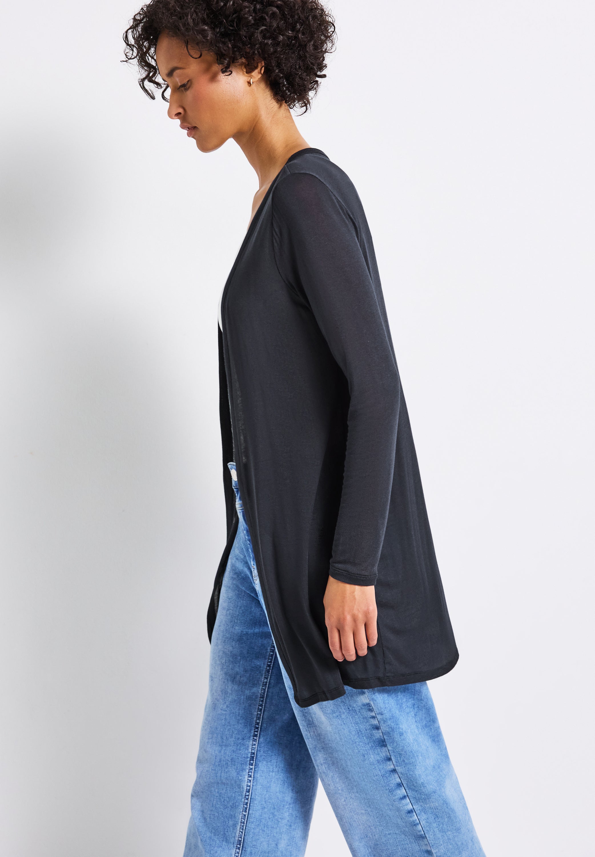 Street One Lange Offene Jacke Damen Luftiger Look