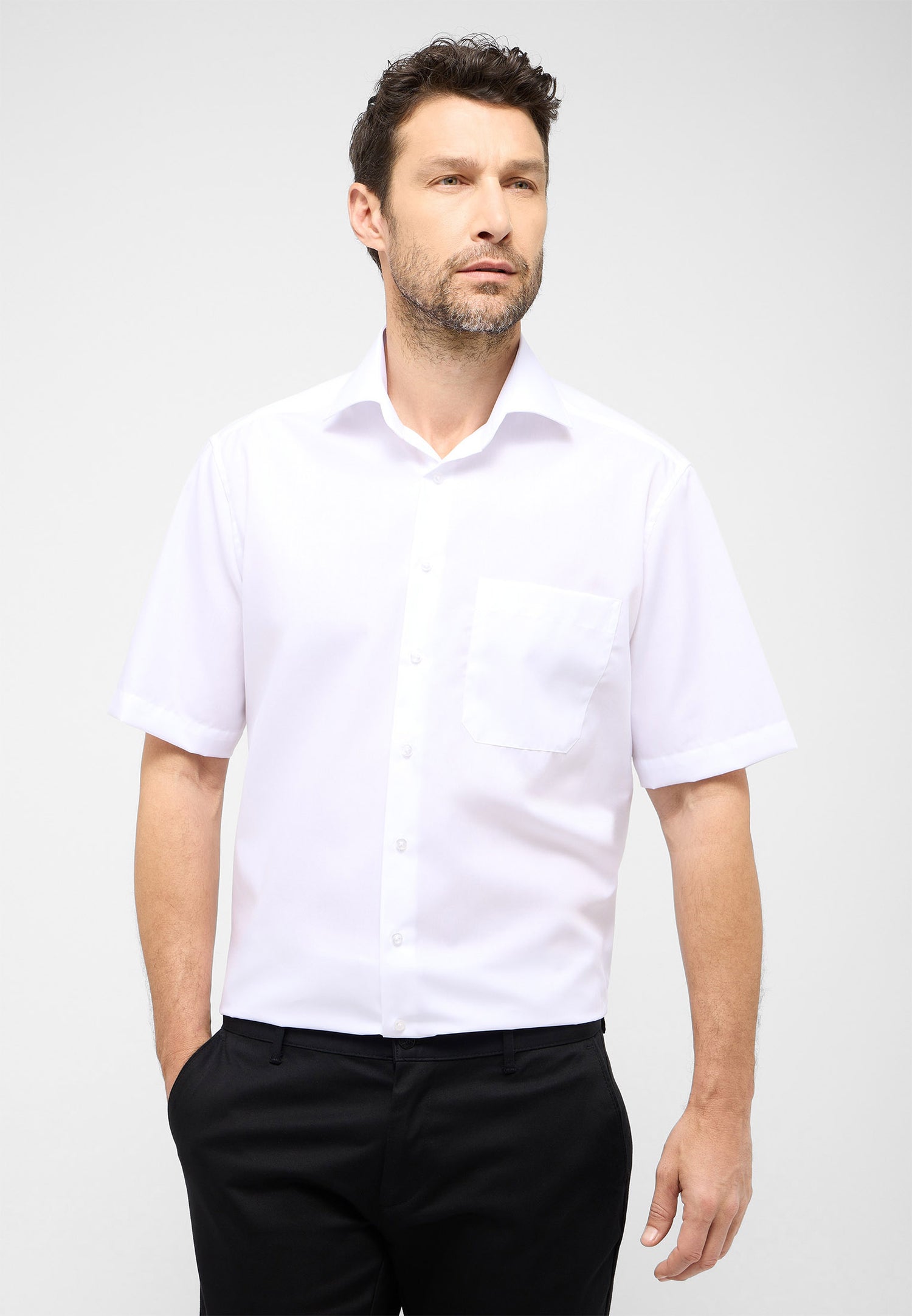 Eterna Shirt Popeline Kurzarm Herren bügelfrei