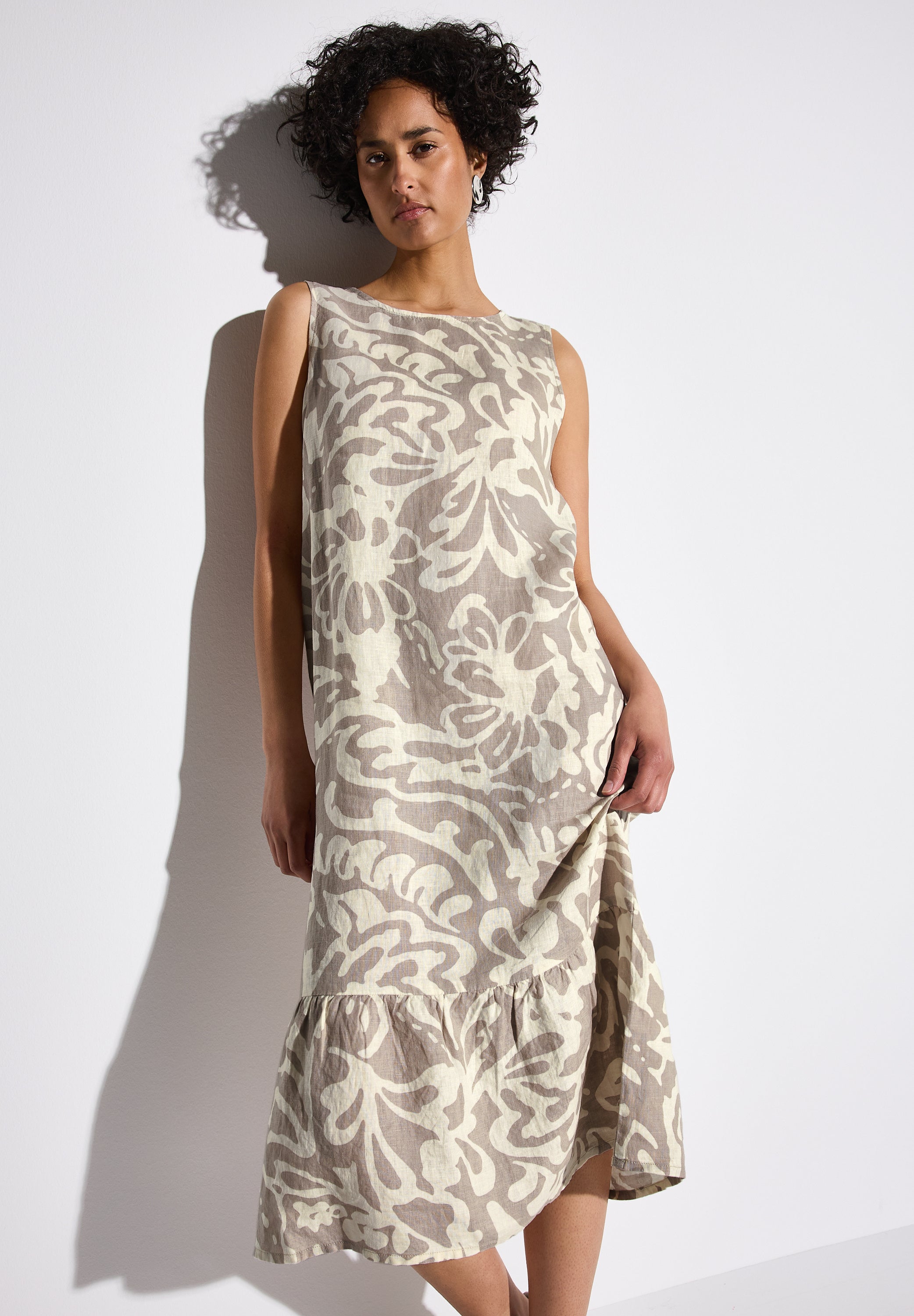 Street One Volant-Kleid Damen Leinen Ärmellos Blumig
