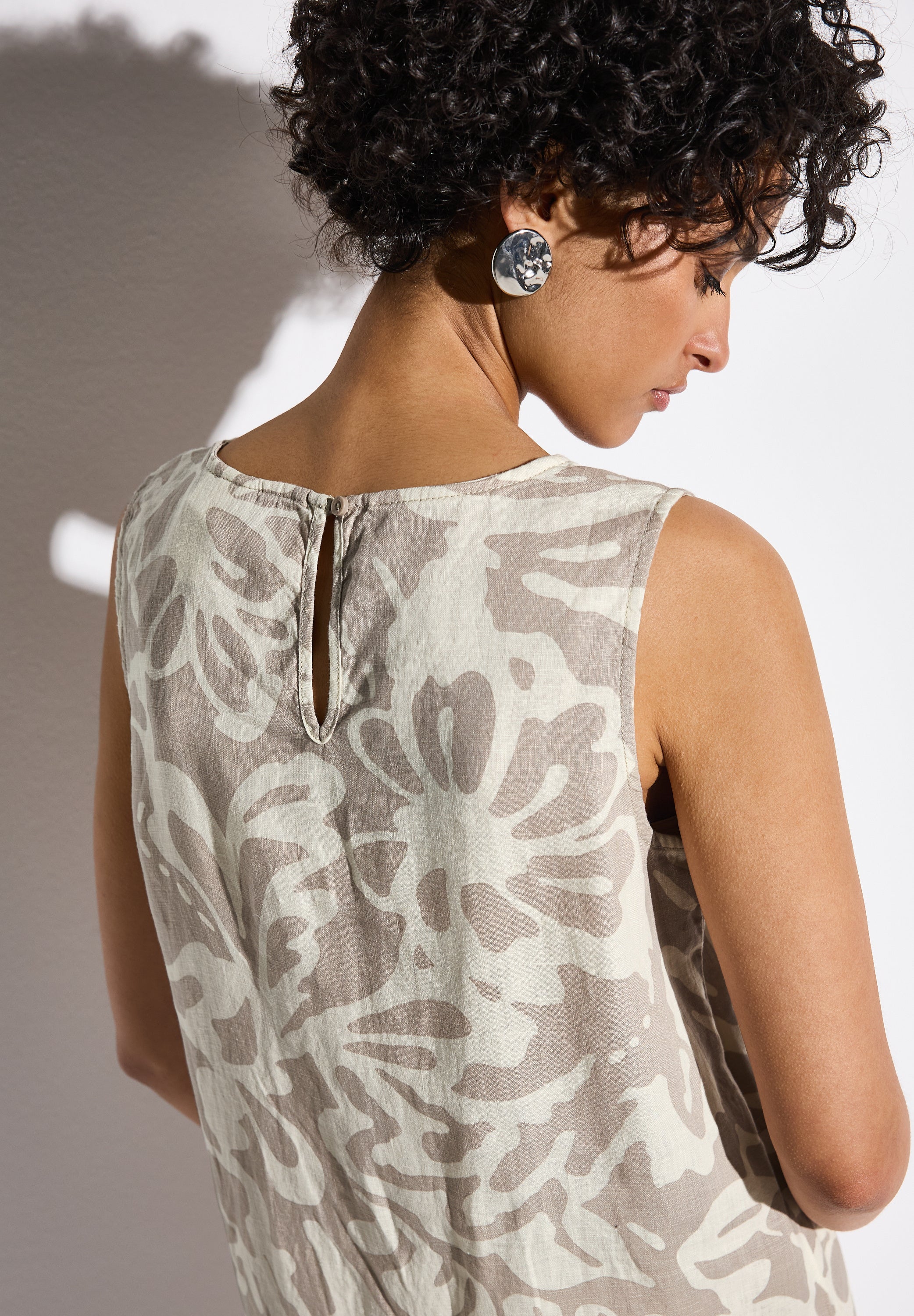 Street One Volant-Kleid Damen Leinen Ärmellos Blumig
