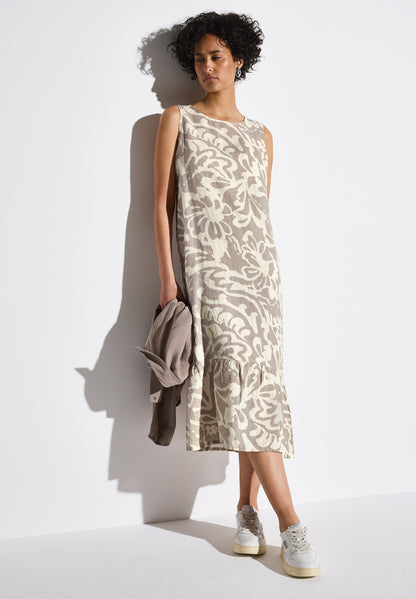 Street One Volant-Kleid Damen Leinen Ärmellos Blumig