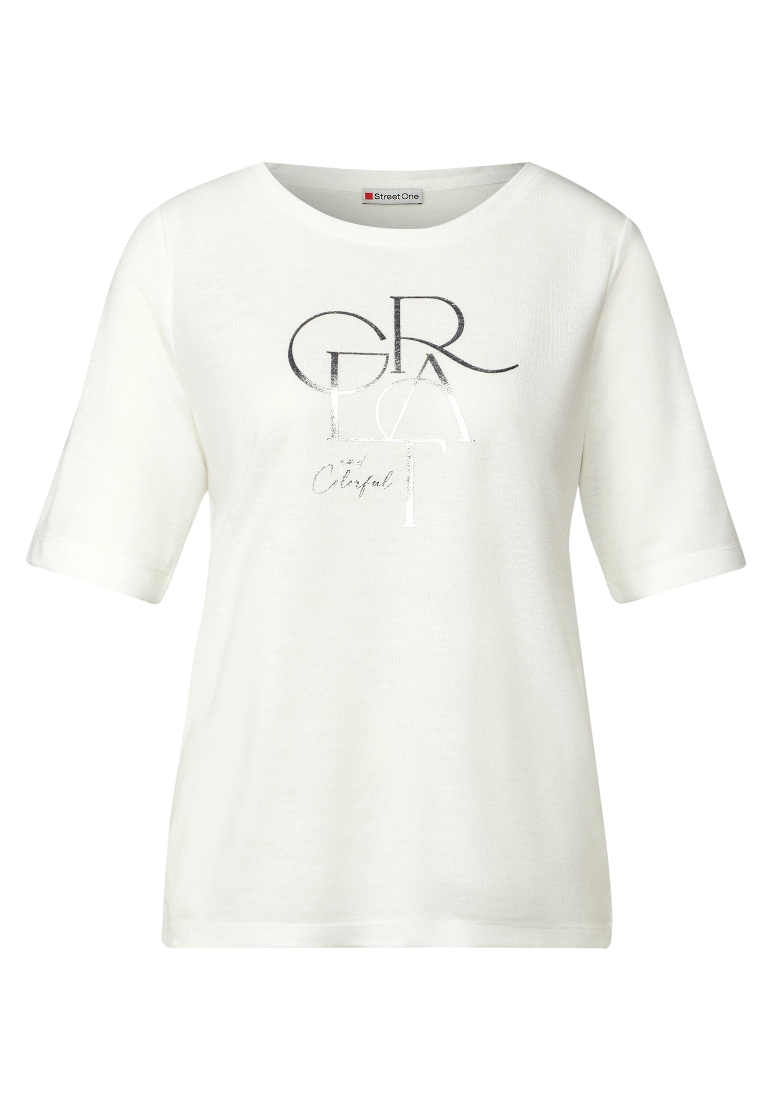 Street One T-Shirt Damen Glänzendes Wording Sommerlook