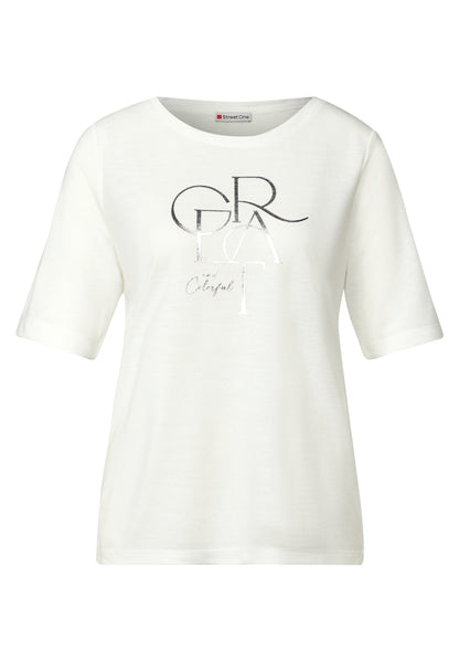 Street One T-Shirt Damen Glänzendes Wording Sommerlook