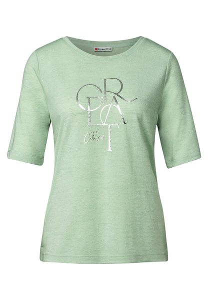 Street One T-Shirt Damen Glänzendes Wording Sommerlook