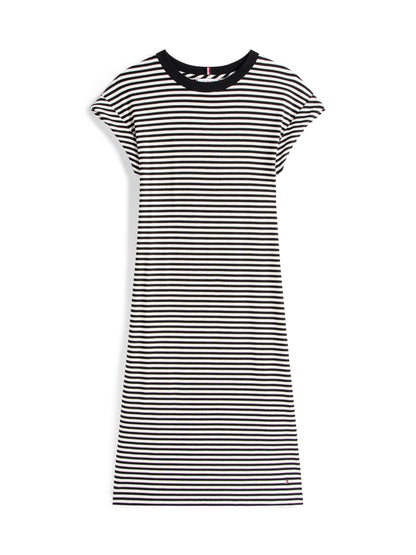 THEUR RIB SHORT REG TEE DRS Damen Kleid ecru/schwarz