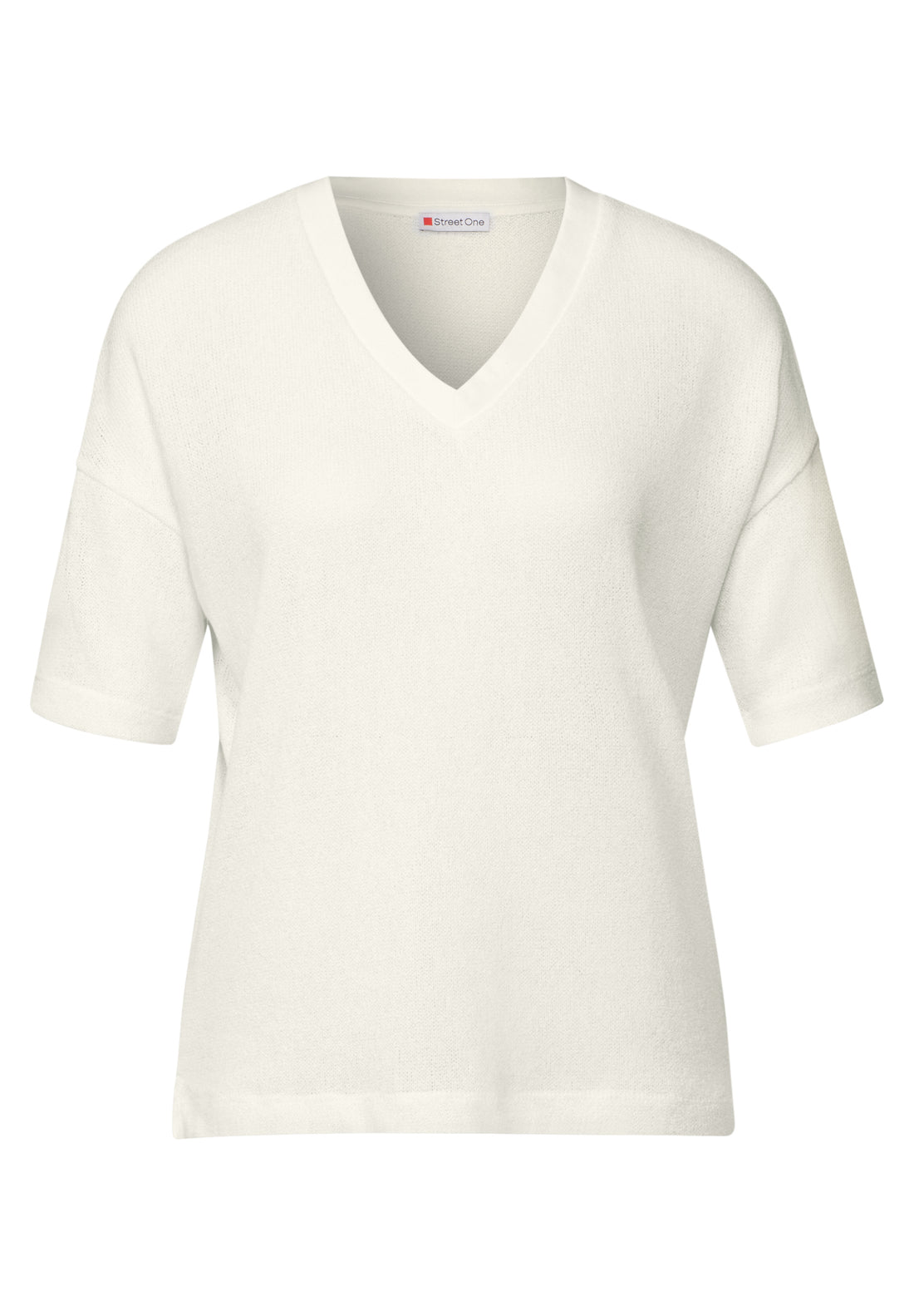 Street One Strick-Look T-Shirt Damen V-Ausschnitt Bequem